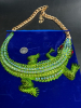 Exaggerated Large Crocodile Rhinestone Drape Necklace - 2