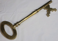 Home Decor Large Brass Key , measures 13 7/8" long & 3/4" thick