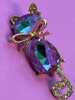 Aurora Borealis Cat Brooch Rhinestones - 3