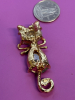 Aurora Borealis Cat Brooch Rhinestones - 4