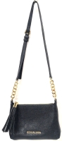 Michael Kors Bedford Leather Crossbody Bag Black | 8.25" x 2" x 5.25, w 17" Drop Strap (Attached)