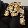 Huge Leopard Articulated Rhinestone Enamel Brooch - 2