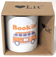 New <3Lit Bookin' 60s Style VW Camper Van Ceramic Coffee Mug | 3.15" Diameter x 3.75" Tall