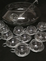 MCM Crystal Moderno Riekes Crisa Punch Bowl Set 11 Cups + Ladle + Bowl