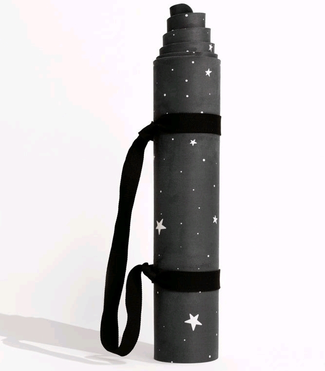 New PopFlexActive Vegan Suede Yoga Mat - Black Starry | 183 cm x 61 cm x 0.6 cm | Retails for Over $75!