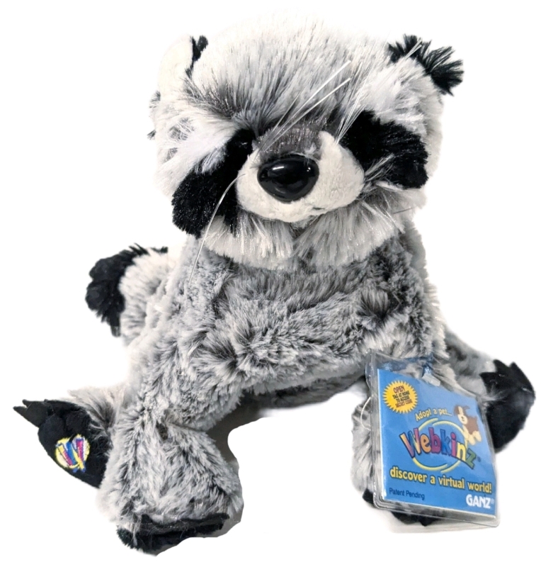 New [Retired] Ganz WEBKINZ Plush Raccoon (HM143) with Sealed Secret Code | 7" Tall