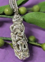 Neat Vintage Jewish Mezuzah Necklace with Tiny (1" x 0.8") Hebrew Scroll with Deuteronomy 6:4-9 | Pendant 1.5" Long, Loop Chain 24" Long