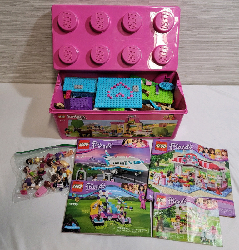 LEGO Bin Ful with LEGO Friends Sets , Mini Figs & Manuals . Cannot Confirm if All Pieces Present