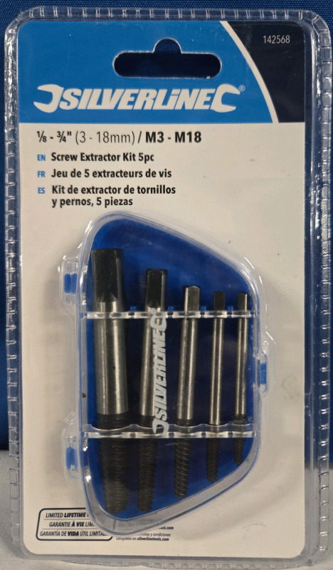 New Sealed | Silverline Screw Extractor Kit | ⅛" - ¾" ( 3-18mm ) / M3/M18