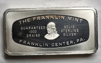 1978 Sterling Silver Franklin Mint Christmas Silver Ingot " Waiting for Santa " , 1000 Grains .