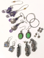 8 Vintage Pairs of Earrings & Keepsake Pendant | Earrings Up to 2.75" Long, Pendant 1.5" Long incl Loop