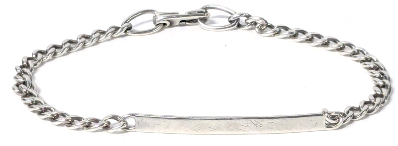 Vintage Tiffany T&Co Ster Sterling Silver ID Bracelet with Sister Clasp | 8" Long