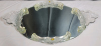 Made in Poland Shannon Crystal Style Oval Mirror Vanity Dresser Tray with Handles . Measures 18 1/4"&times;11"