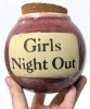 Speckled Rasberry Muddy Waters Pottery "Girl's Night Out" Coin Bank | 5" Tall - 2