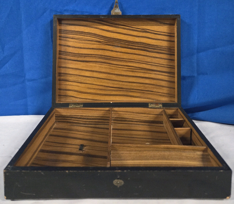 Wooden Jewlery Box | Black With Storage For Rings, Brackets, Watches, Necklaces, Earrings & More | Box Measures 8&frac14;" x 11&frac14;" x 2.5"