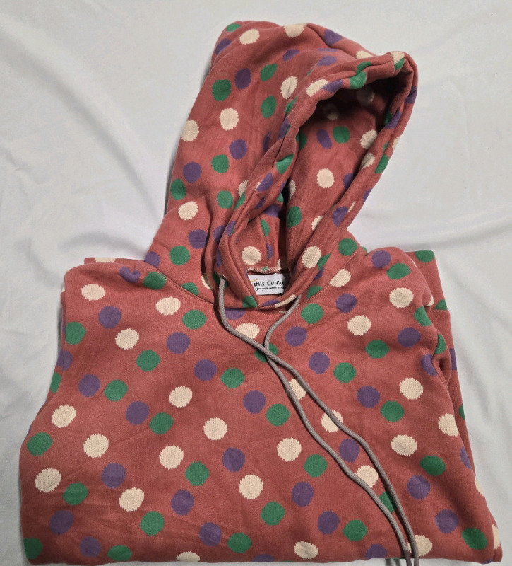 New | Finis Couture | Unisex Size: Large | Comfortable Salmon Like Polka Dotted Hoodie