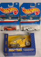 2 New 1990's HOT WHEELS Cars + New Road & Track Motorcycle