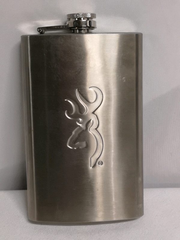 Modern Browning Stainless Steel 10 oz Hip Flask 5.75" Tall