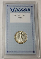 1944 S United States of America Silver 50 Cent Half Dollar Coin . AACGS Graded XF40