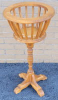 Wooden Indoor / Outdoor Fern Plant Stand . Measures 31" tall & 12" Basket Opening . Some minor wear to wood