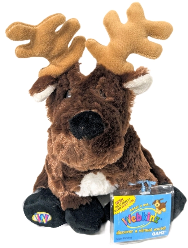 New Ganz WEBKINZ Plush Reindeer (HM137) with Sealed Secret Code | 8.5" Tall