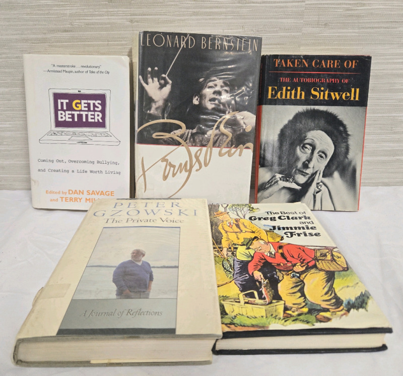 5 VintageHardcover Books | It Gets Better: Coming Out, Overcoming Bullying, And Creating A Life Worth Living | Bernstein; By Humphrey & Leonard Bernstein | Taken Care Of: The Autobiography Of Edith Sitwell | The Private Voice: A Journal Of Reflections | T