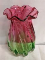 Vintage 7.75" Tall Hand Blown Glass Swirl Vase