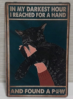 New Black Cat Pat Metal Sign - 12" X 8"