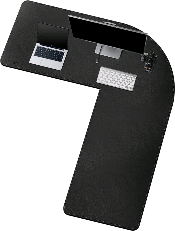 New Cennbie Leather Black L-Shaped Desk Pad