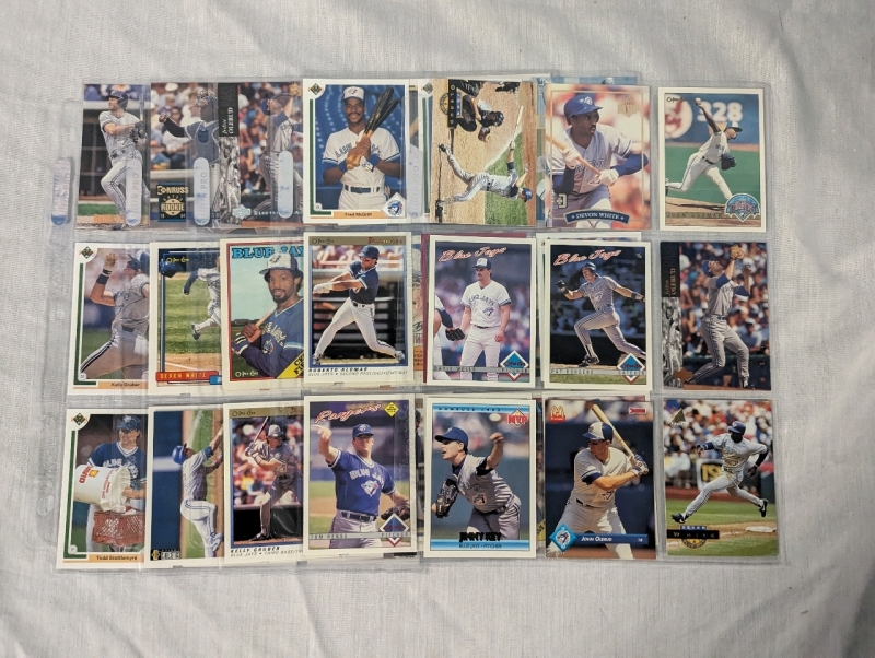 45 MLB Blue Jays Trading Cards. Includes includes Don Russ, Pinnacle and O Pee Chee and More!