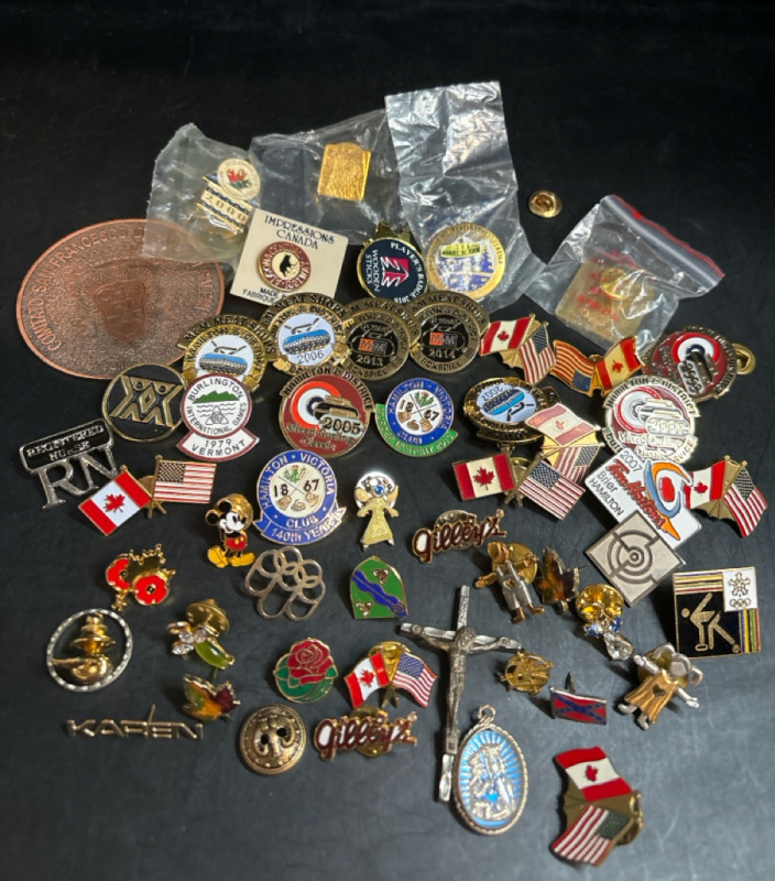 Large Grouping Unsorted Lapel Pins Medal