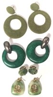 4 Pairs of Vintage Faux Jade / Jadeite Earrings incl Signed Vintage Avon | Up to 2.4" Diameter