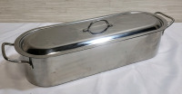 Stainless Steel Fish Poacher with Tray & Lid . Inside Measures 17 1/4"&times;5.5"&times;3.5"