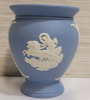 Wedgwood Jasperware Pale Blue Posy Pot Cameo with Box . Measures 4" tall . No chips or cracks - 2