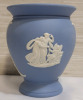 Wedgwood Jasperware Pale Blue Posy Pot Cameo with Box . Measures 4" tall . No chips or cracks - 3