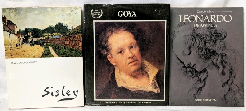 3 Art Books | Sisley by Raymond Cogniat, Goya & Leonardo Drawings (60 Illustrations)