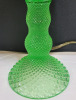 Vintage Vaseline Uranium Glass Westmoreland English Hobnail Lamp . Measures 12" Tall . Appears to have been converted from oil lamp to electric Lamp . Original Bottom Glass has not been Altered. No chips or cracks . Tested Working. - 3