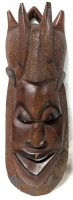 Large & Very Heavy Signed Vintage 1970s Hand Carved Wood Mask from the Canary Islands | 7.75" x 22.5" Tall