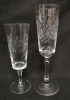 Teak Candle Holder 12" Tall + 6 Pinwheel Crystal Champagne Flutes 6.75 & 8.25" Tall - 2