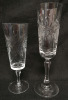 Teak Candle Holder 12" Tall + 6 Pinwheel Crystal Champagne Flutes 6.75 & 8.25" Tall - 3