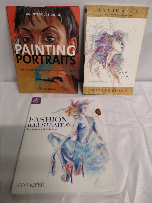 3 Books of Art Painting Portraits, Reflections & Fashion Illustration Soft & Hardcover Books