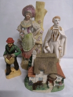 Vintage Figures + Cottage - Occupied Japan