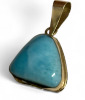 14K Gold Larimar Pendant Stamped - 2