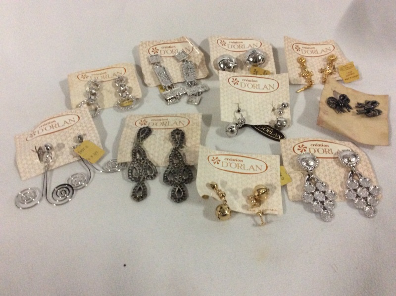 D&rsquo;ORLAN Vintage Jewelry 10 prs Earrings