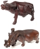 Vintage Carved Wooden Water Buffalo & Warthog Figures | 3.6" Tall ea