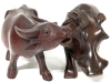 Vintage Carved Wooden Water Buffalo & Warthog Figures | 3.6" Tall ea - 3