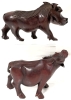 Vintage Carved Wooden Water Buffalo & Warthog Figures | 3.6" Tall ea - 4