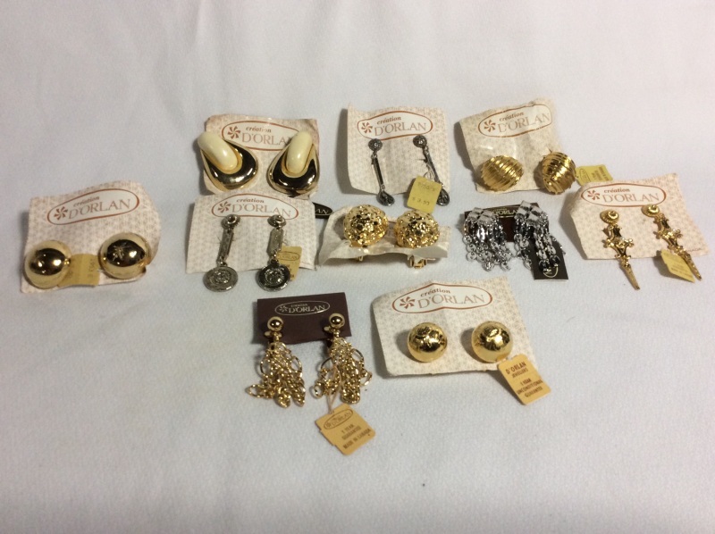 Vintage D&rsquo;ORLAN Earrings 10 pr Silver & Gold Tone