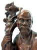 Fine Vintage Carved Wooden of Presumed Chinese God of Longevity Shou Lao with Striking Inlaid Eyes | 10" Tall - 2