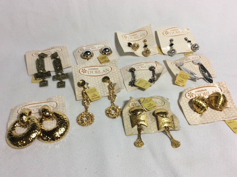 Vintage D&rsquo;ORLAN Earrings 10 Pairs Clip On & Screw Back